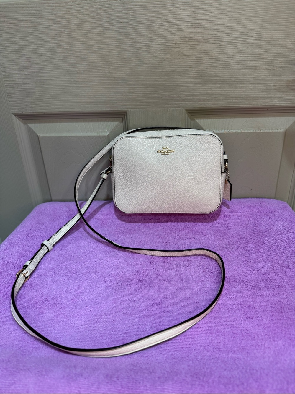 Coach Mini Jamie Camera Bag Chalk White Leather Crossbody Strap Purse Shoulder